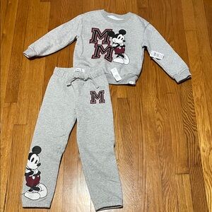 Toddler GAP Gray Mickey Mouse Sweatshirt & Jogger Sweatpants Set Size 5T NWT